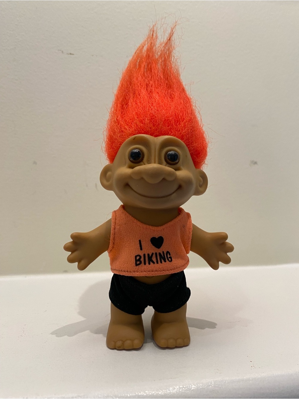 Vintage Russ Berrie Troll Doll with orange hair 5”